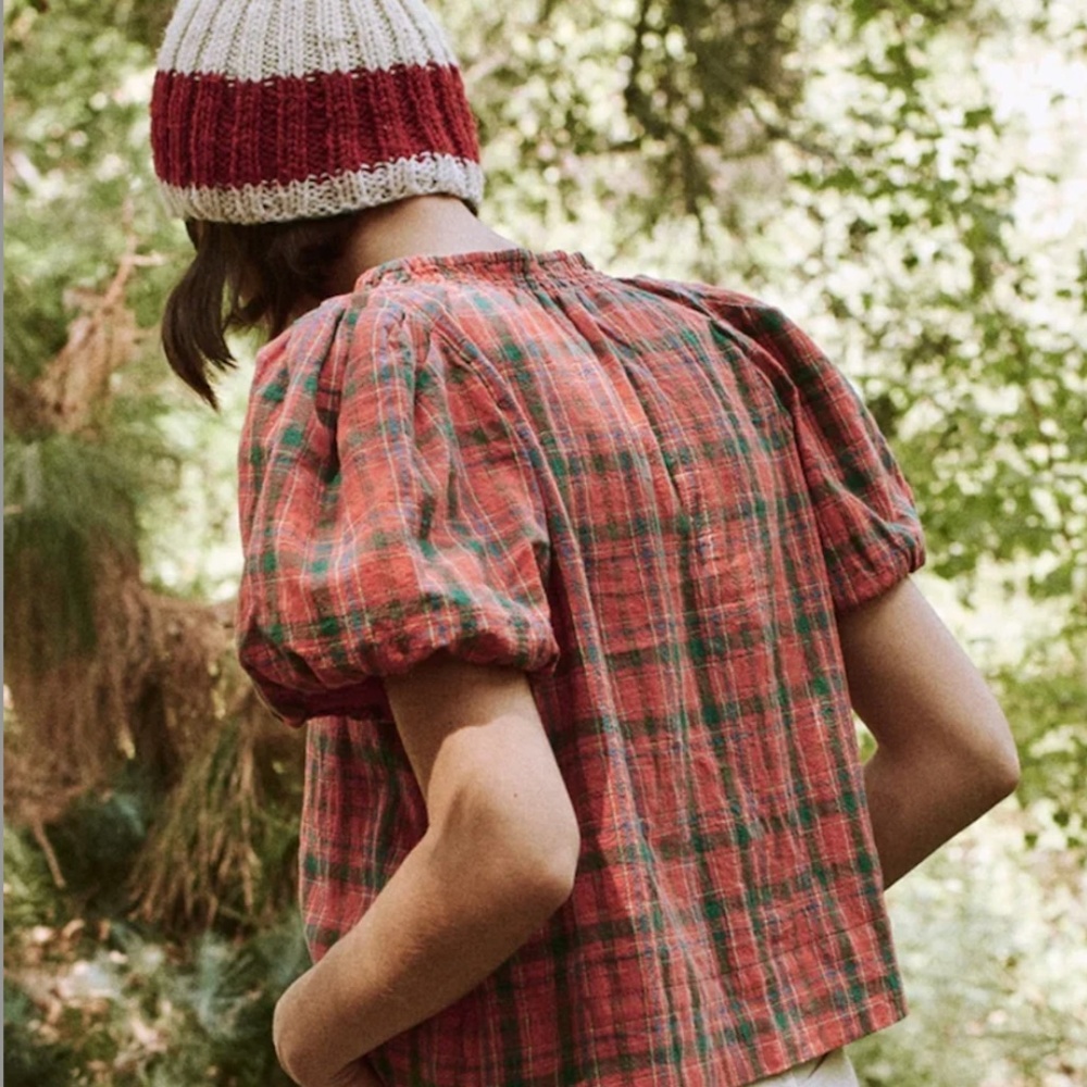 THE GREAT. Red and Green Plaid Top - Picture 8 of 8